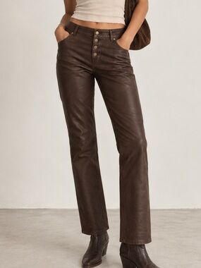 Vintage western leather pants chocolate brown y2k free people ranch rodeo sz 26